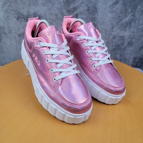 Fila Sandblast Low Iridescent Snake Platform Women's Sz 10 Pink Fashion Sneakers - Picture 16 of 16